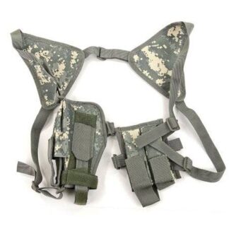 Single Draw Universal Tactical Shoulder Holster w/ dbl Spare Mags Pouch