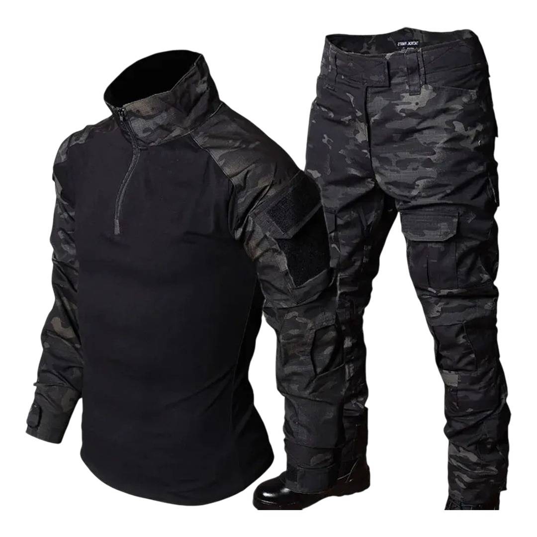 BLACK CAMO SHIRT & TROUSER